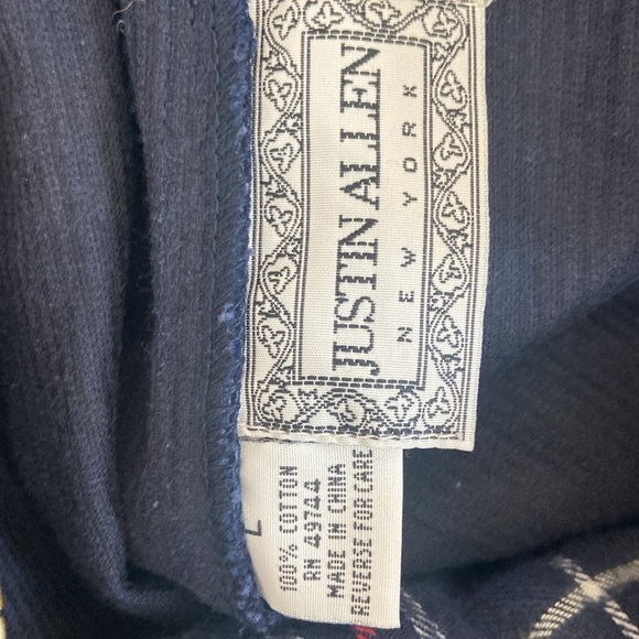 Justin Allen Vintage 100% Cotton Shortalls Sz L Corduroy Pleated NEW Navy - Picture 3 of 5